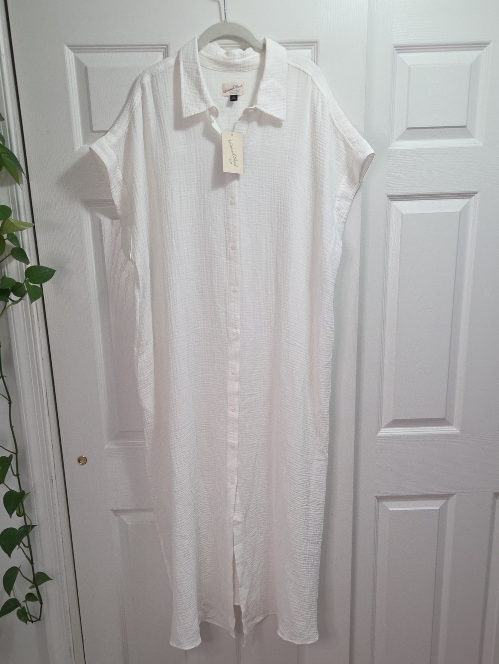 Universal Thread White Button-Down Gauze Maxi Coverup